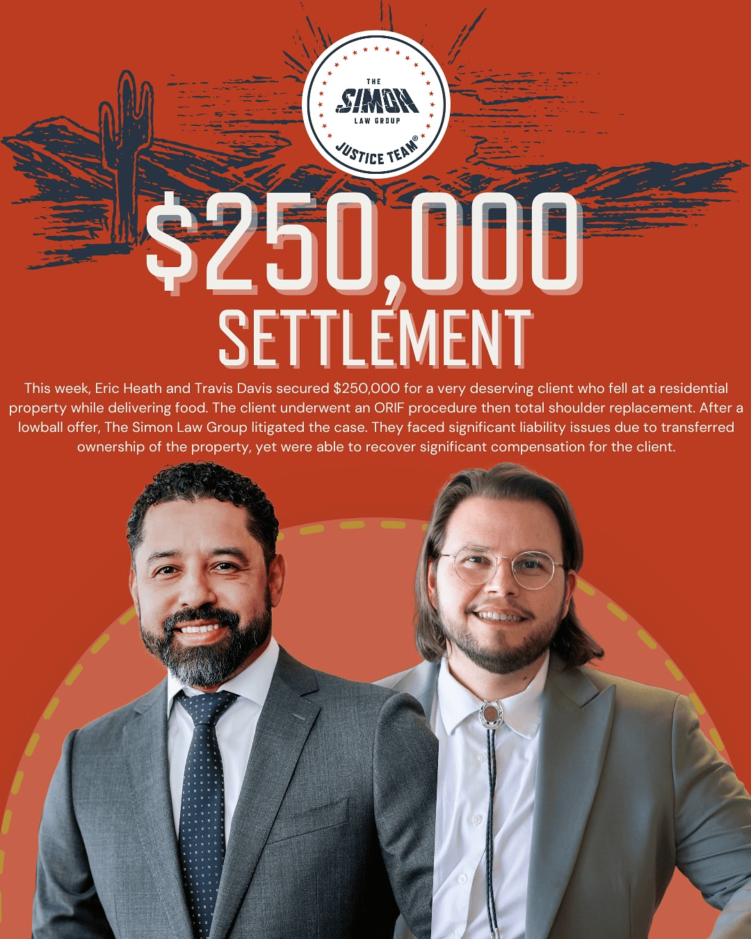 Simon Law Group $250,000 premises liability settlement - attorneys Eric Heath and Travis Davis secured fall injury case