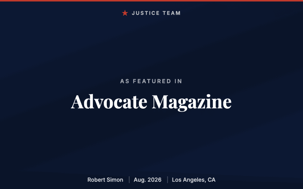 Robert T. Simon of the Simon Law Group featured in Advocate Magazine, August 2026