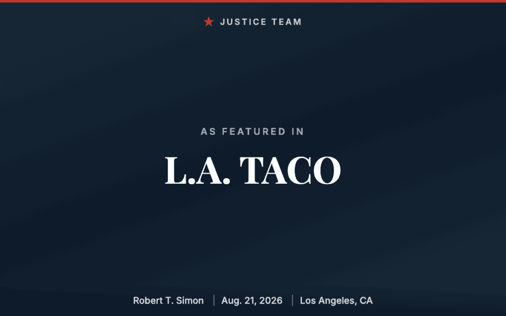 Robert T. Simon of the Simon Law Group featured in L.A. TACO, August 2026